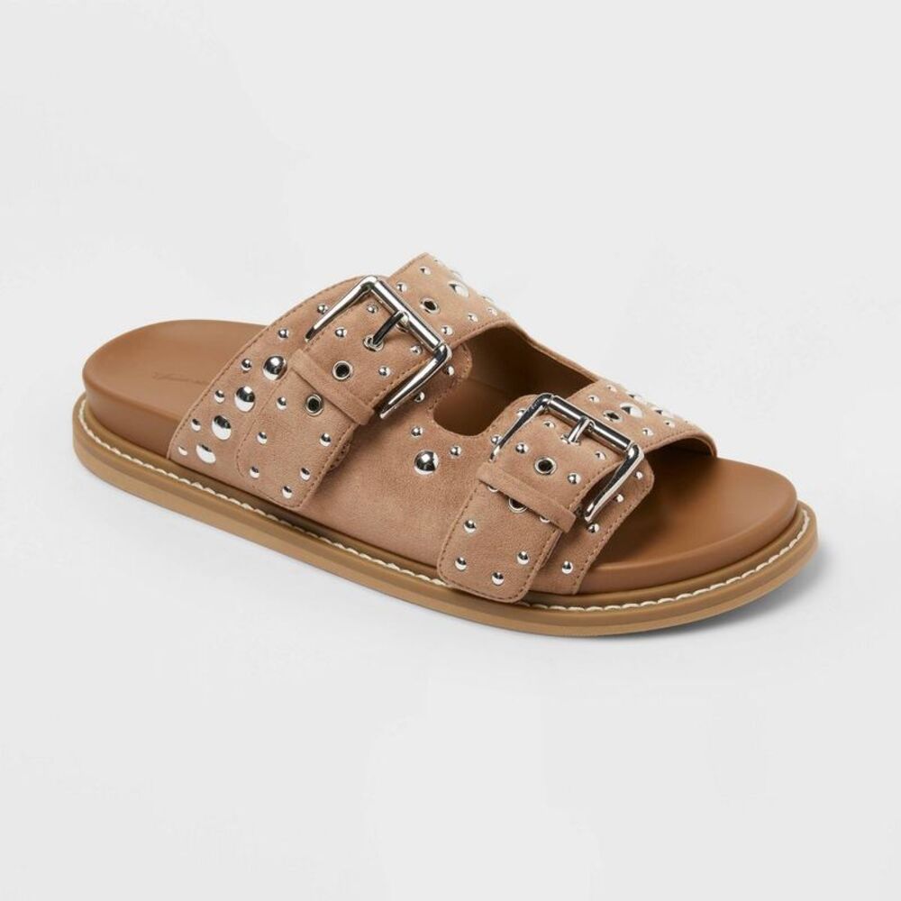Women’s Wide Width Hayes Sandals with Memory Foam Insole - Beige 7W